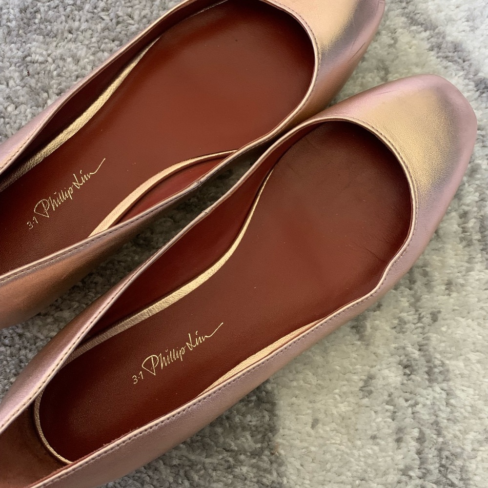 3.1 Phillip Lim Rose gold leather ballet flats